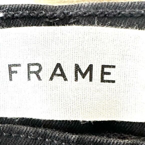 Frame Ali high rise cigarette black frayed hem jeans size 25 - Picture 5 of 13